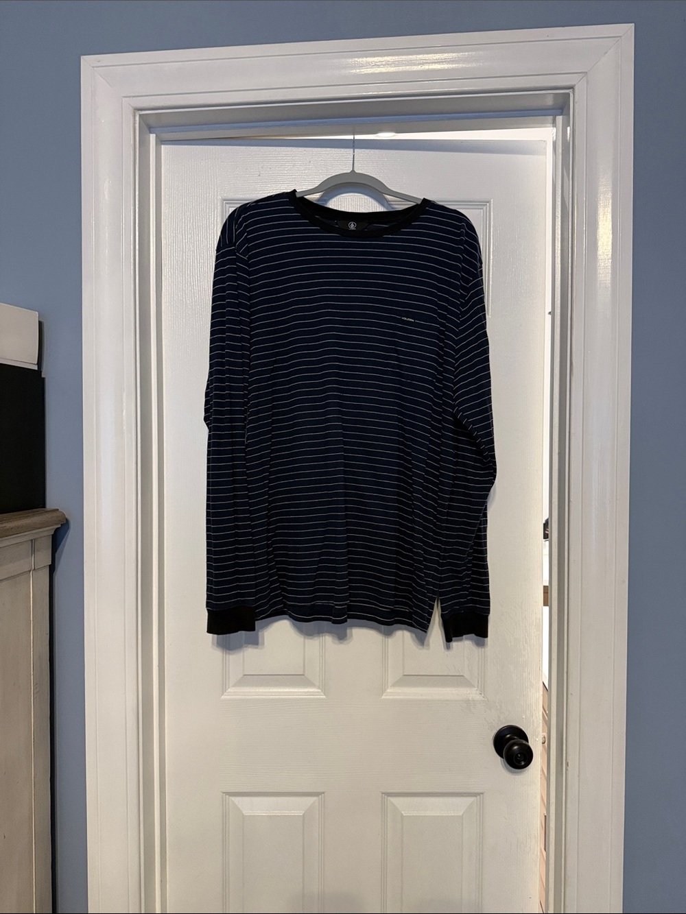 Volcom Navy & White Striped Long Sleeve Shirt